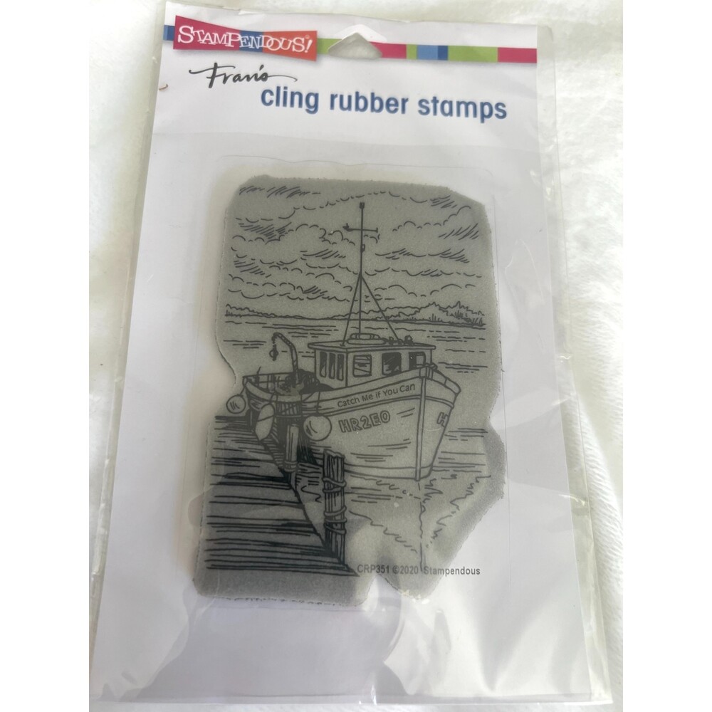 STAMPENDOUS clear stamps & cutting dies CRP351 Cling Boat Docking Rubber Stamps